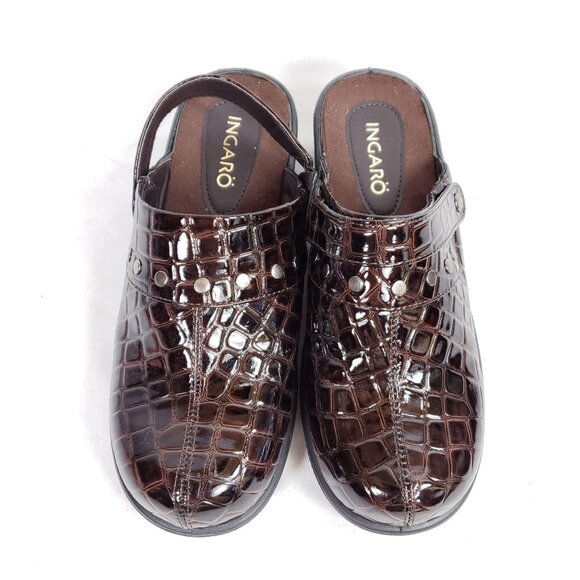 Ingaro Slide Mule Clog Women's Size 6.5 Brown Croc Embossed - Picture 4 of 9